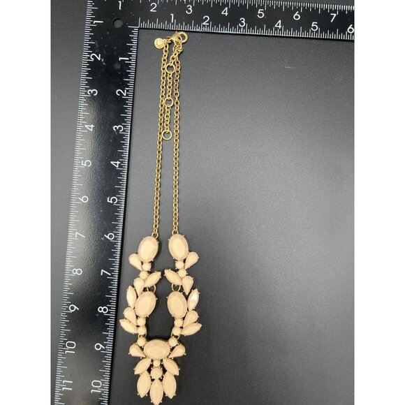 J.Crew Womens Statement Bib Necklace Cream Faceted  Flower Beads Gold-tone - Picture 7 of 11
